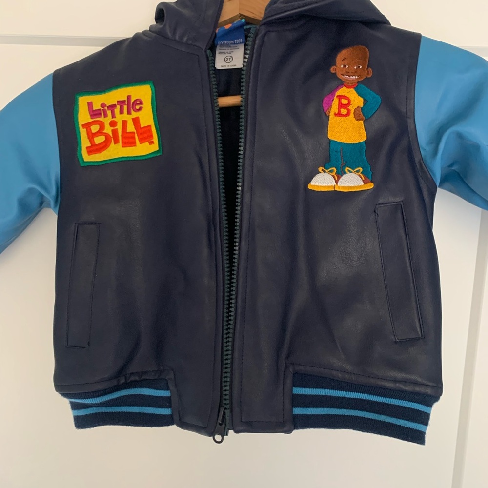 Kids toddler Jacket - Navy Blue Body and Light Blue Sleeves and hood